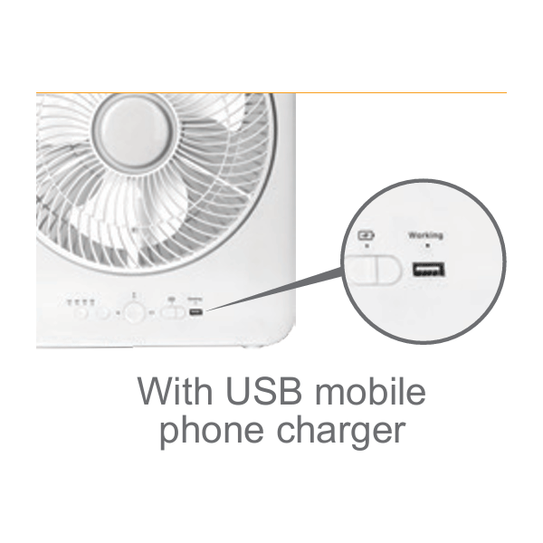 Firefly FEL653 Rechargeable 3-Speed Fan with Night Light
