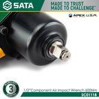 Sata SC01118 1/2" Air Impact Wrench 600Nm - view 3