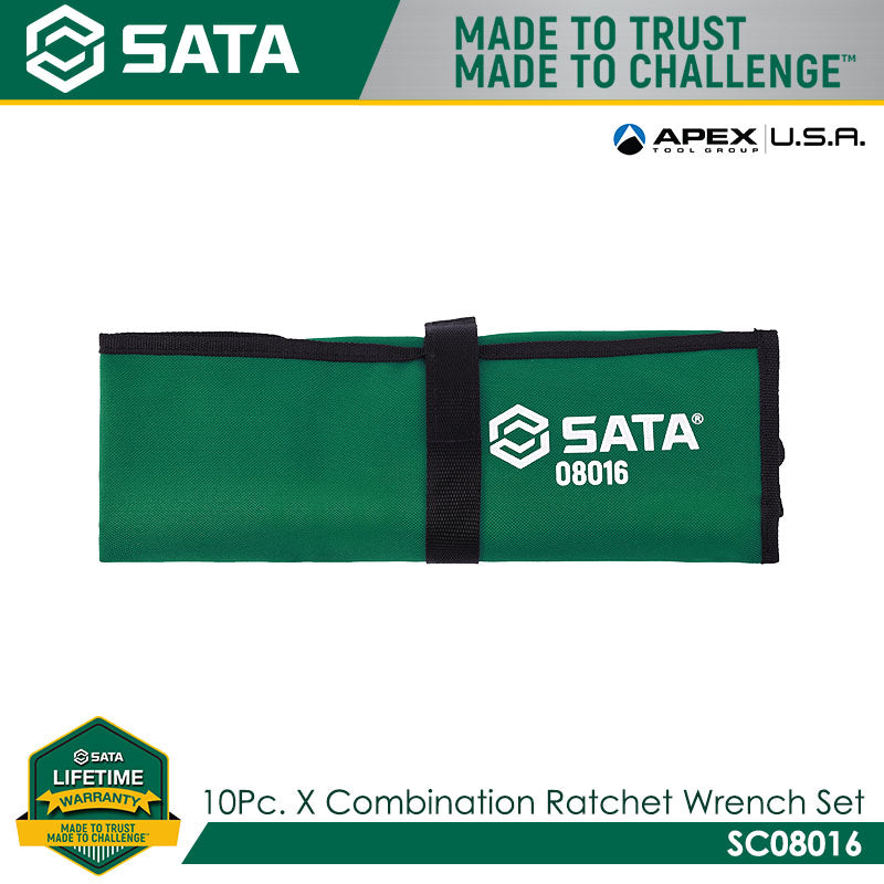 Sata SC08016 10Pc X-Beam Combination Ratcheting Wrench Set Secondary image