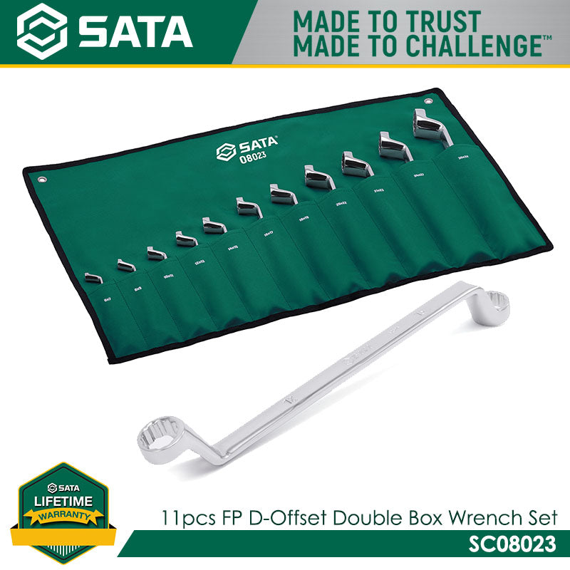 Sata SC08023 11Pc. Full Polish Deep Offset Double Box End Wrench Set 6-32mm Secondary image