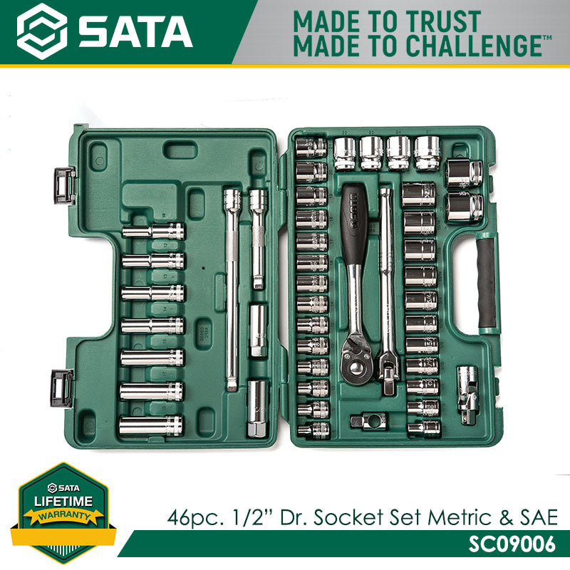 Sata SC09006 46Pc. 1/2" Dr. Socket Set, Metric & SAE Secondary image