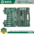 Sata SC09006 46Pc. 1/2" Dr. Socket Set, Metric & SAE - view 2