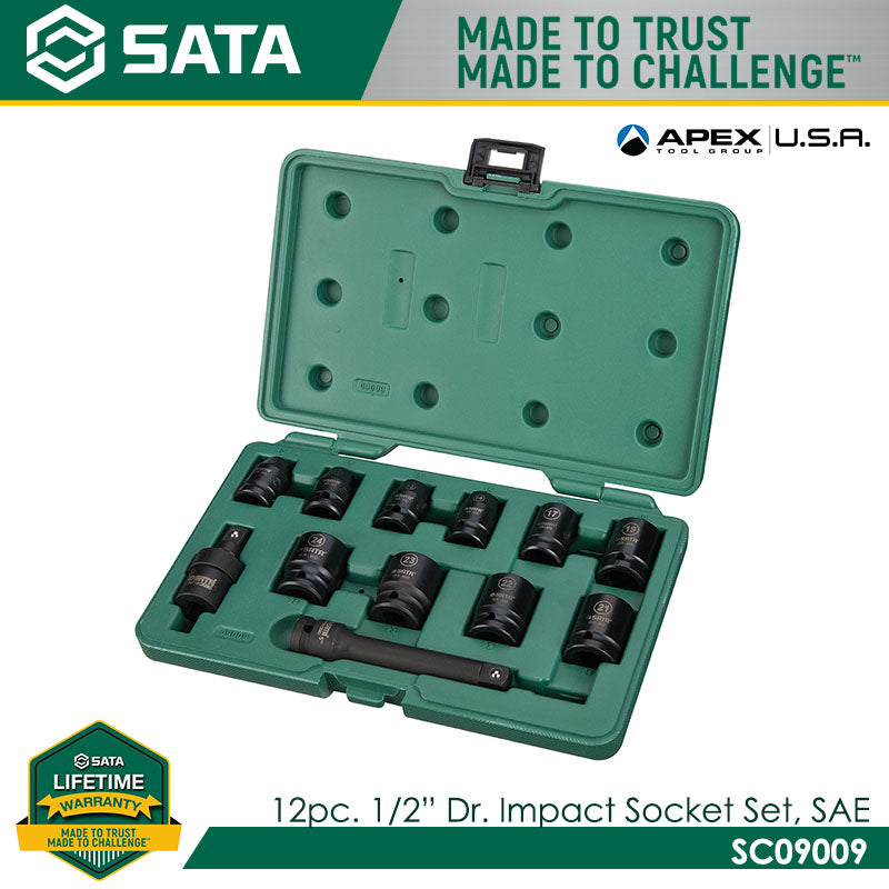 Sata SC09009 12Pc. 1/2" Dr. Impact Socket Set, Metric - view 2