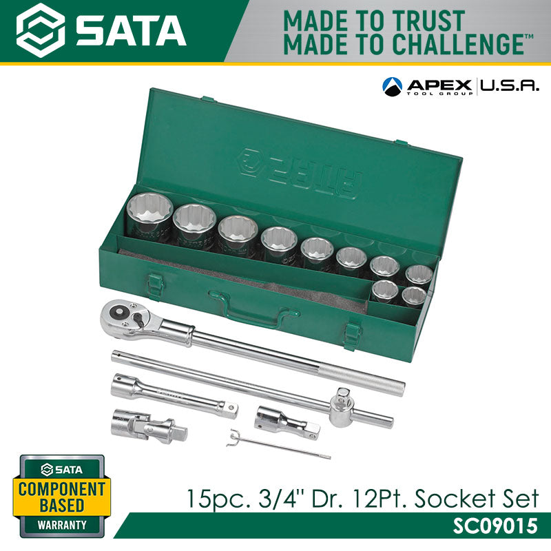 Sata SC09015 15Pc. 3/4" Dr. 12Pt. Socket Set