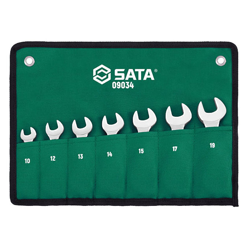Sata SC09034 7Pc Combination Ratcheting Stubby Wrench Set 10-19mm - view 3