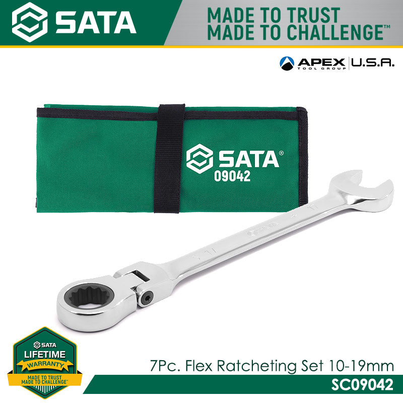 Sata SC09042 7Pc Flex Ratcheting Wrench Set 10-19mm - view 2