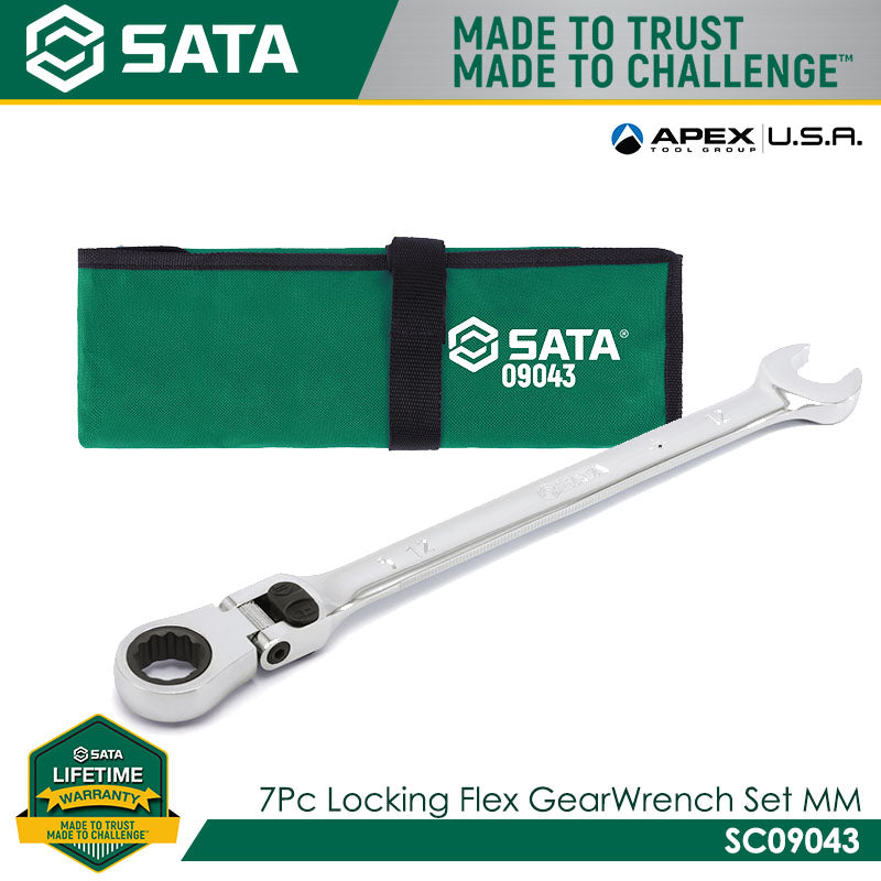 Sata SC09043 7Pc Extra Long Locking Flex Ratcheting Wrench Set 10-19mm Secondary image