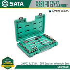 Sata SC09060 24Pc 1/2" Dr. 12Pt Socket Wrench Set