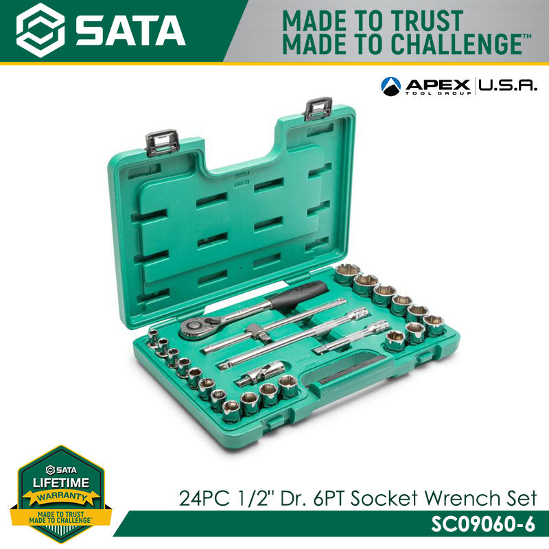 Sata SC09060-6 24Pc. 1/2" Dr. 6Pt. Socket Wrench Set Main image