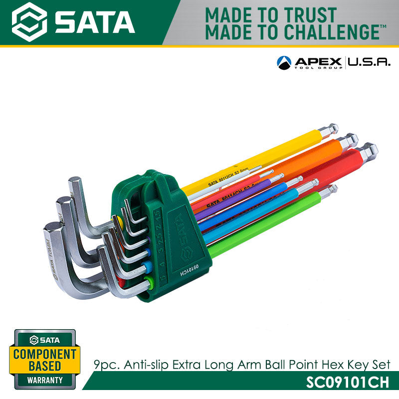 Sata SC09101CH 9Pc. Antislip Extra Long Arm Ball Point Hex Key Set Secondary image