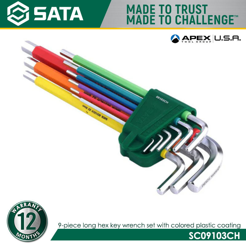 Sata SC09103CH 9Pc Extra Long Antislip Hex Key Set - view 3