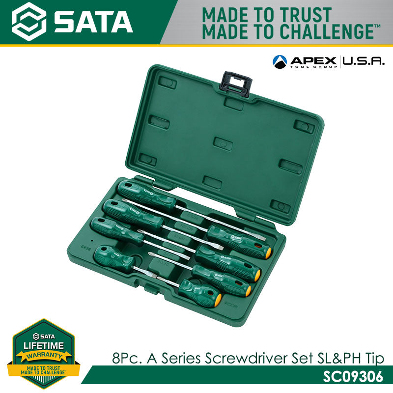 Sata SC09306 8Pc. A Series Screwdriver Set, Slotted & Phillips Tips