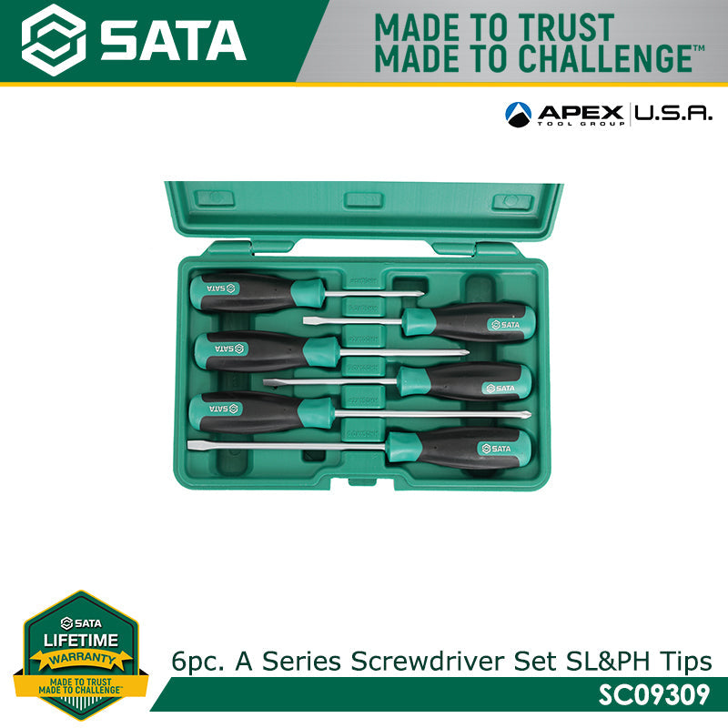 Sata SC09309 6Pc. T Series Screwdriver Set, Slotted & Phillips Tips - view 3