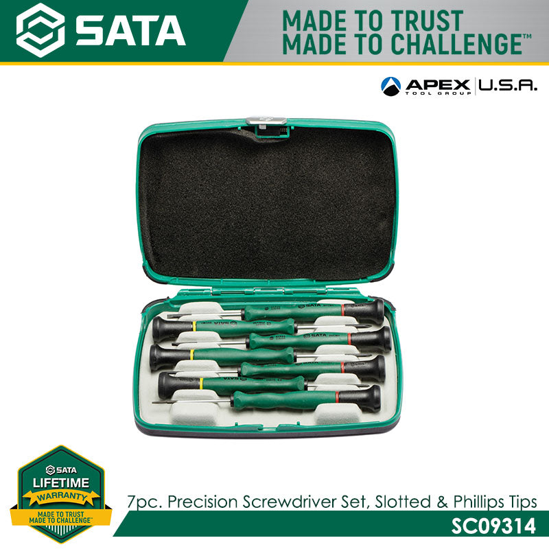 Sata SC09314 7Pc. Precision Screwdriver Set, Slotted/Phillips Tips Main image