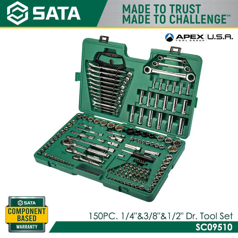 Sata SC09510 150Pc. 1/4" & 3/8" & 1/2" Dr. Mechanics Tool Set