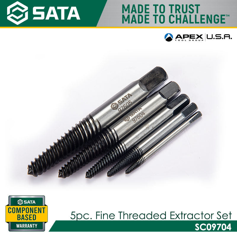 Sata SC09704 5Pc. Fine Threaded Screw Extractor Set Secondary image