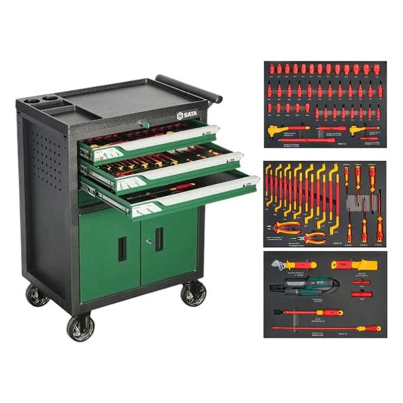 Sata SC09948 72Pc NEV Tool Set with SC95125 4 Drawer 2 Door Tool Trolley