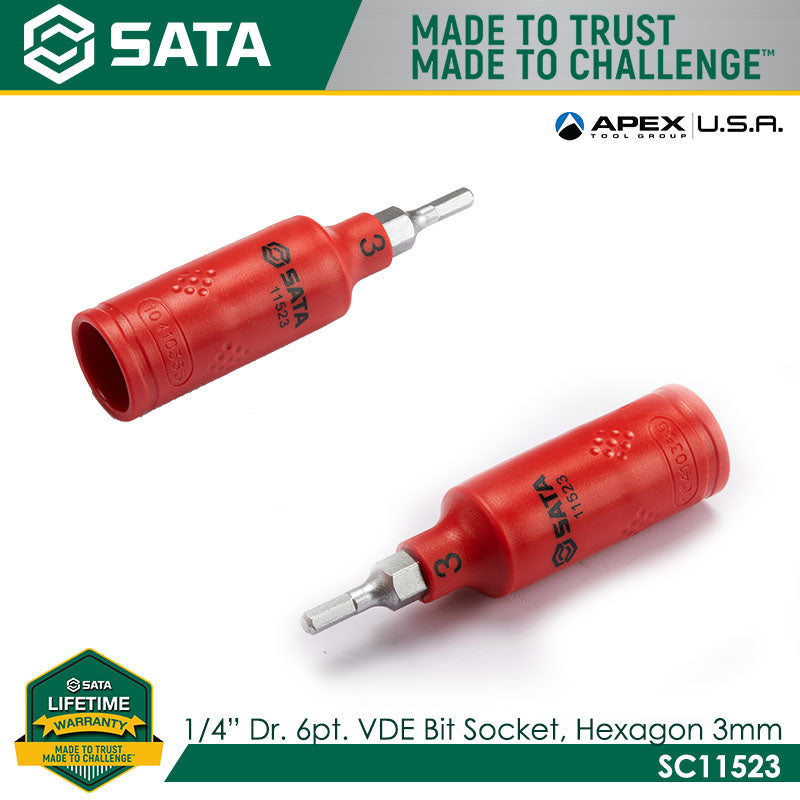 Sata 1/4" Dr. 6Pt. VDE Bit Socket, Hexagon Main image