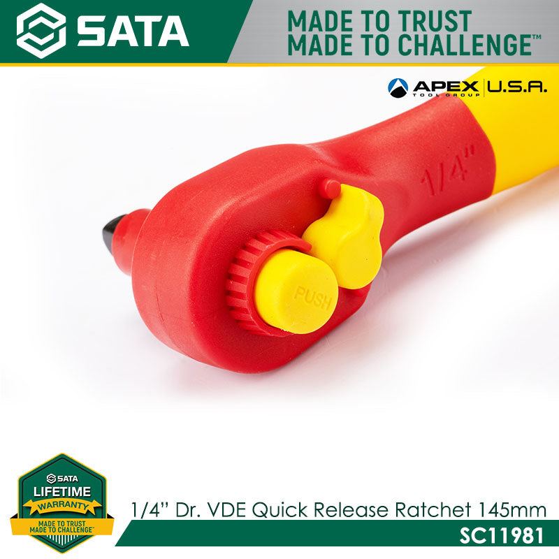 Sata SC11981 1/4" Dr. VDE Quick Release Ratchet 145mm - view 2