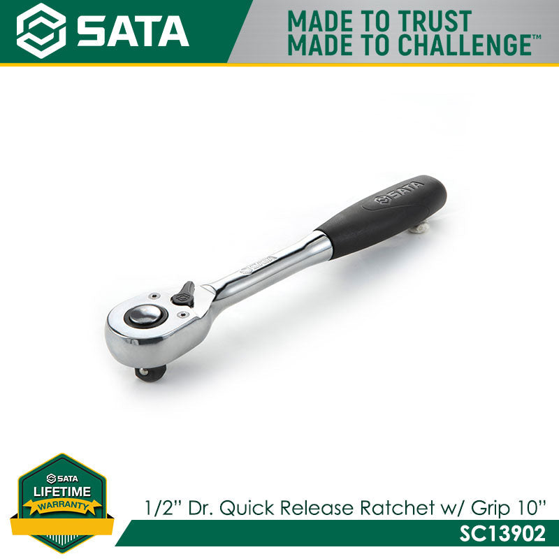 Sata SC13902 1/2" Dr. Quick Release Ratchet with Grip 10" Secondary image