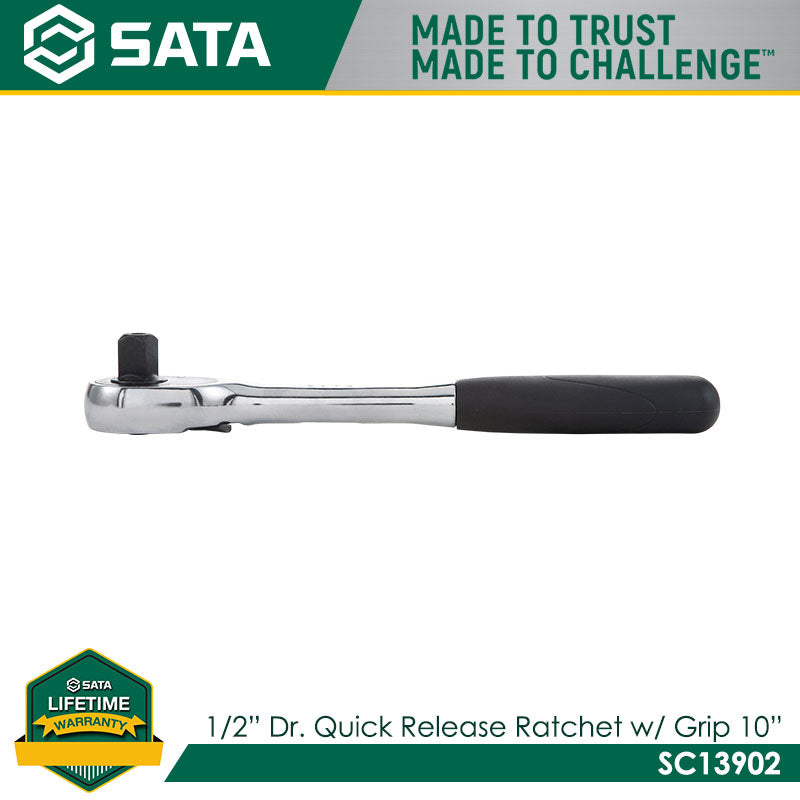 Sata SC13902 1/2" Dr. Quick Release Ratchet with Grip 10" - view 3