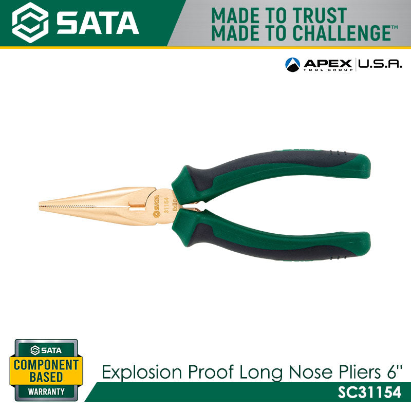 Sata SC31154 Explosion Proof Long Nose Pliers 6" Main image
