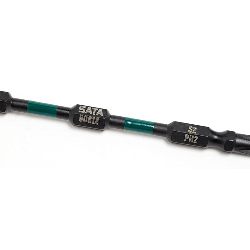 Sata SC59812 10Pc. 1/4" Hex Shank Double End Impact Bits 110mm, #2/#2 Secondary image