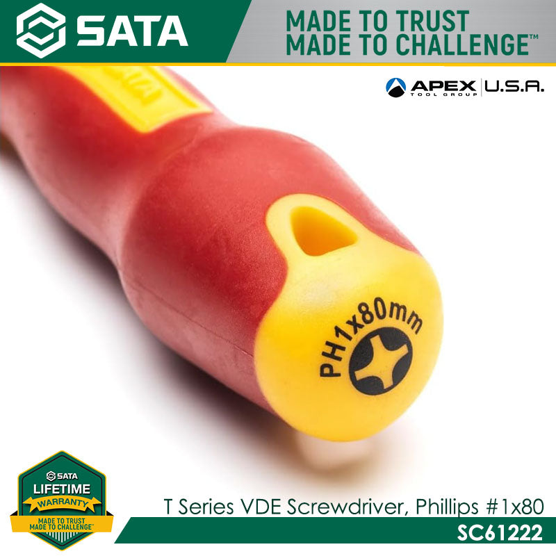 Sata SC61222 T Series VDE Screwdriver, Phillips #1x80mm Secondary image