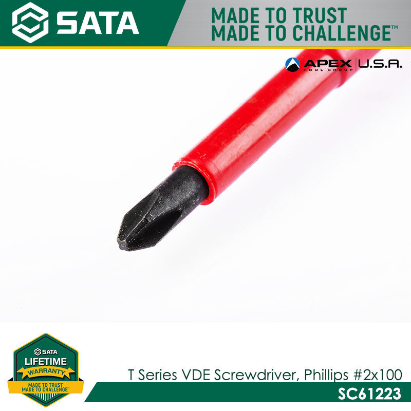 Sata SC61223 T Series VDE Screwdriver, Phillips #2x100mm - view 2
