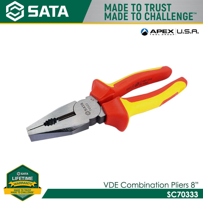 Sata SC70333 VDE Combination Pliers 8" Secondary image