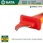 Sata SC93471 VDE Insulated Cable Knife, Hooked Blade - view 3