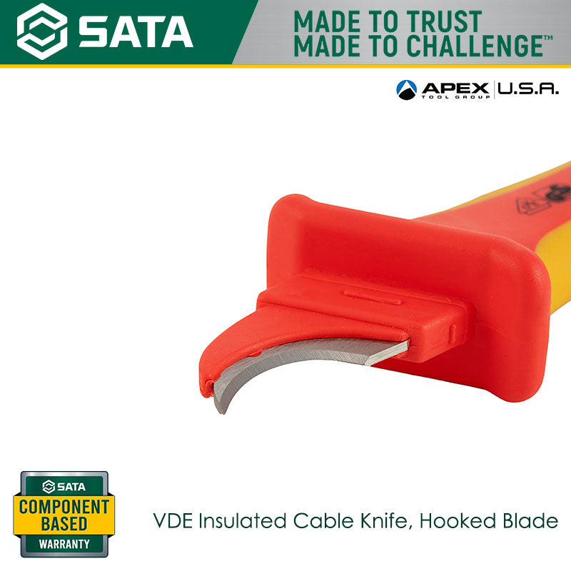 Sata SC93471 VDE Insulated Cable Knife, Hooked Blade - view 3
