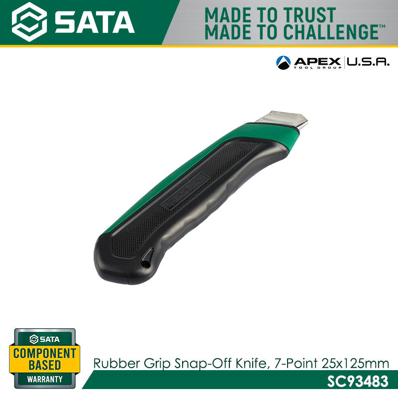 Sata SC93483 Rubber Grip Snap-Off Knife, 7-Point, 25x125mm Secondary image