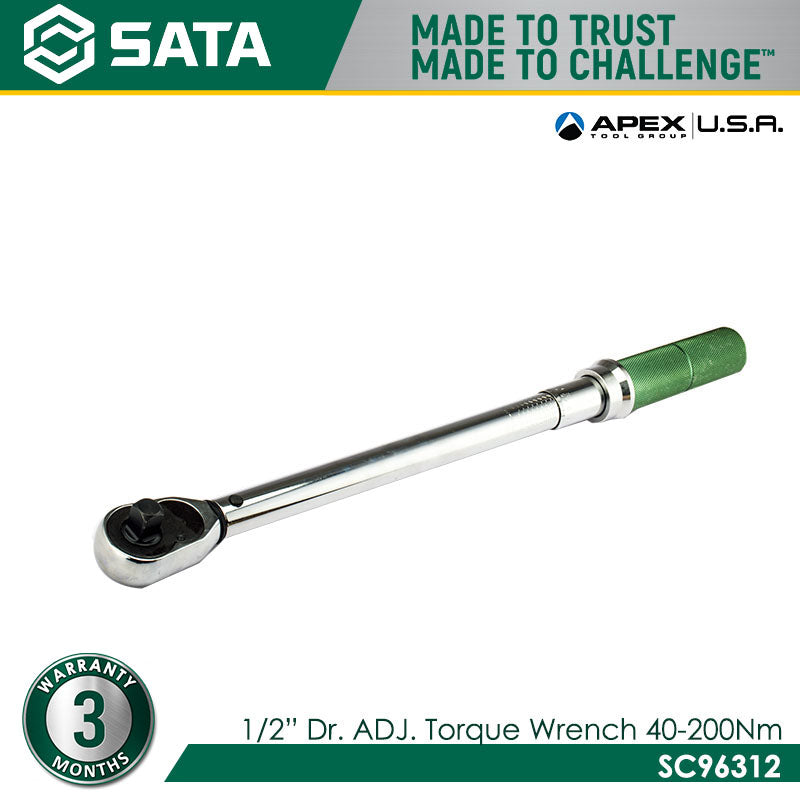 Sata SC96312 1/2" Dr. Adjustable Torque Wrench 40-200Nm