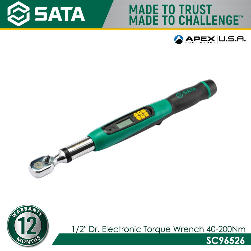 Sata SC96526 1/2" Dr. Electronic Torque Wrench 40-200Nm