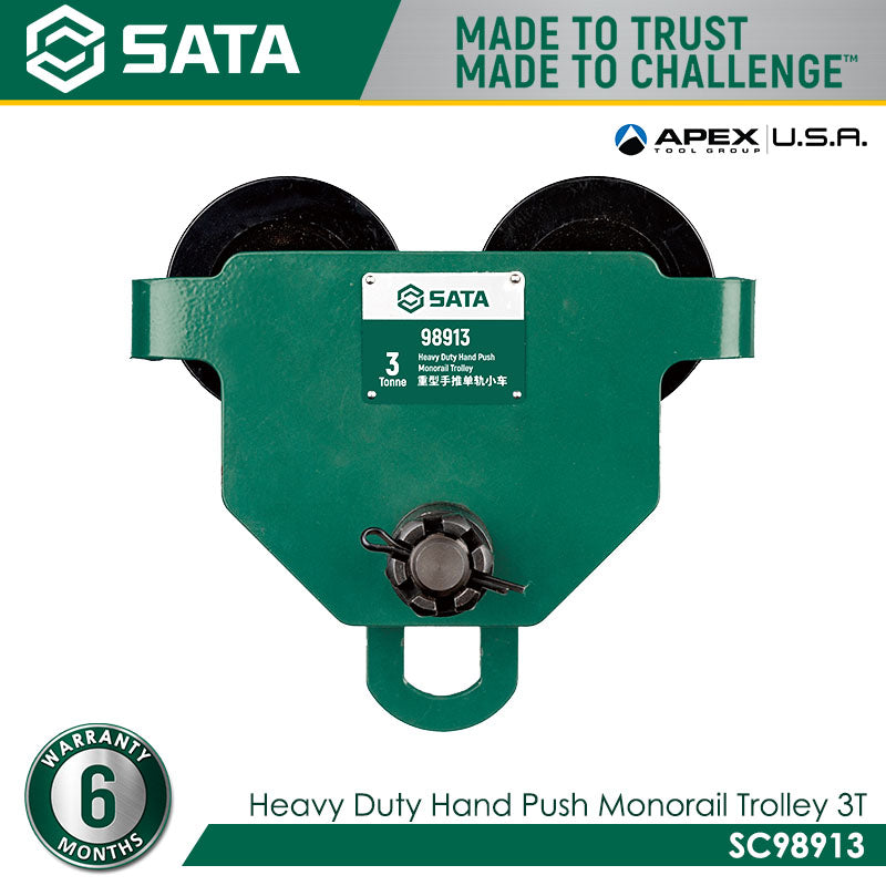 Sata SC98913 Heavy Duty Hand Push Monorail Trolley 3 Tons Main image