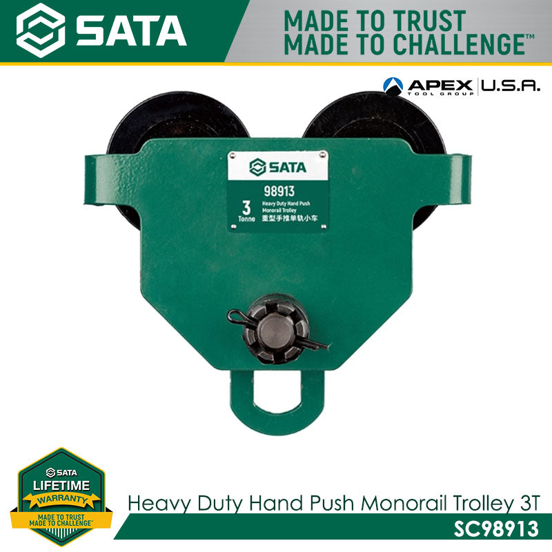 Sata SC98913 Heavy Duty Hand Push Monorail Trolley 3 Tons Secondary image