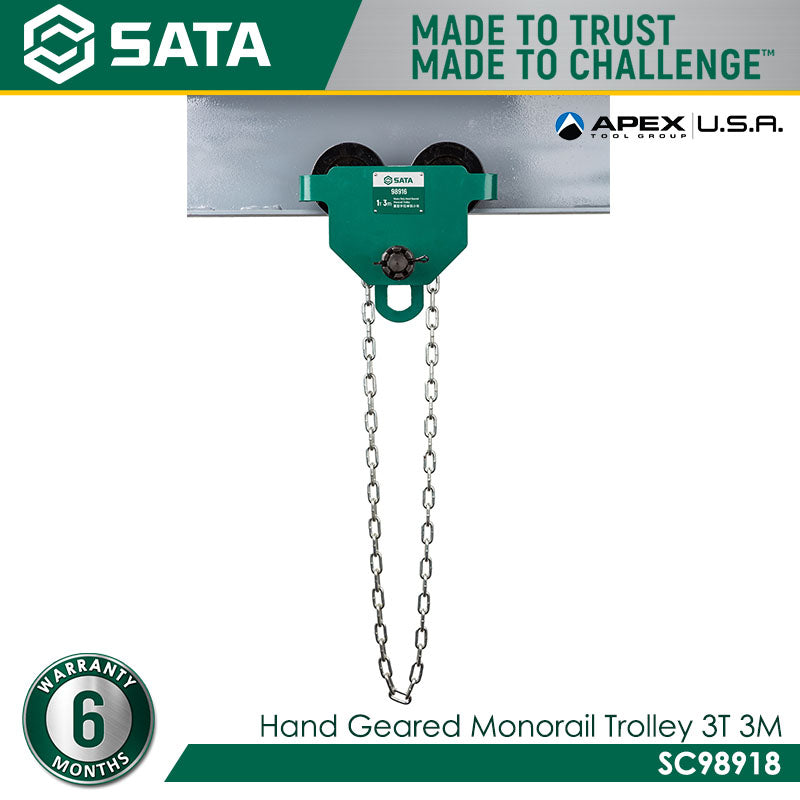 Sata SC98918 Hand Geared Monorail Trolley 3 Tons 3m