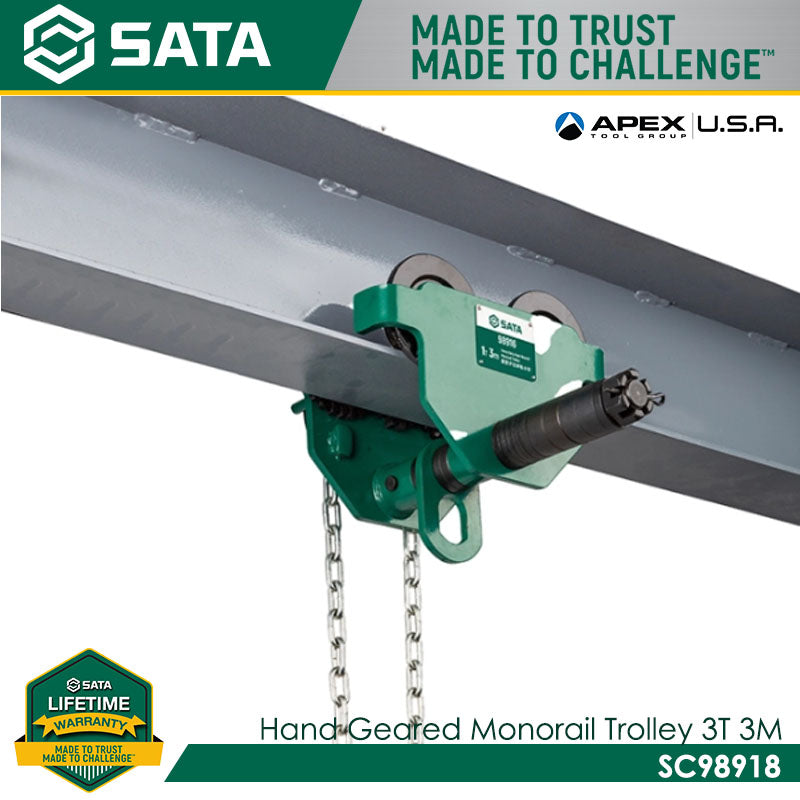 Sata SC98918 Hand Geared Monorail Trolley 3 Tons 3m - view 2