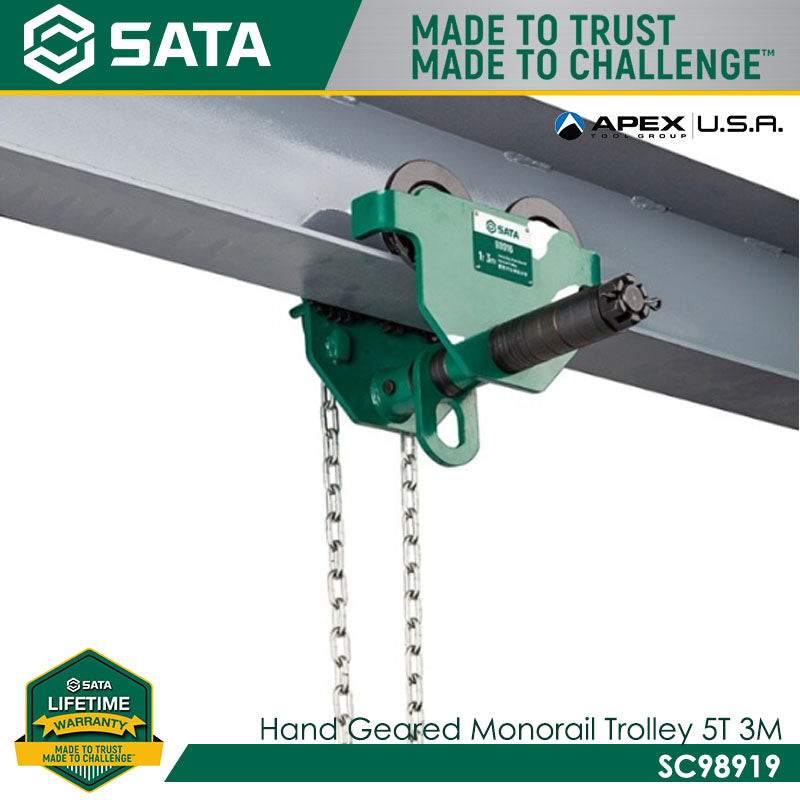 Sata SC98919 Hand Geared Monorail Trolley 5 Tons 3m - view 3