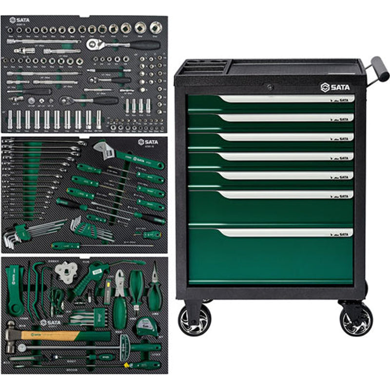 Sata SCAE5961A 168pc Quick Repair And Maintenance Tool Set (AE5961A Includes 7-Drawer Tool Trolley -95126)