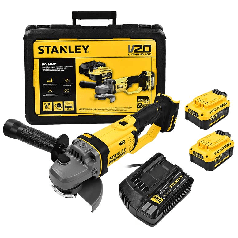 Stanley SCG400M2K 18V / 20V Cordless Angle Grinder 4" (Kit) - KHM Megatools Corp. Main image
