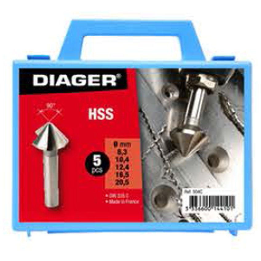 Diager 504C HSS Metal 90° Countersink Drill Bit Set 5Pcs | Diager by KHM Megatools Corp. Main image