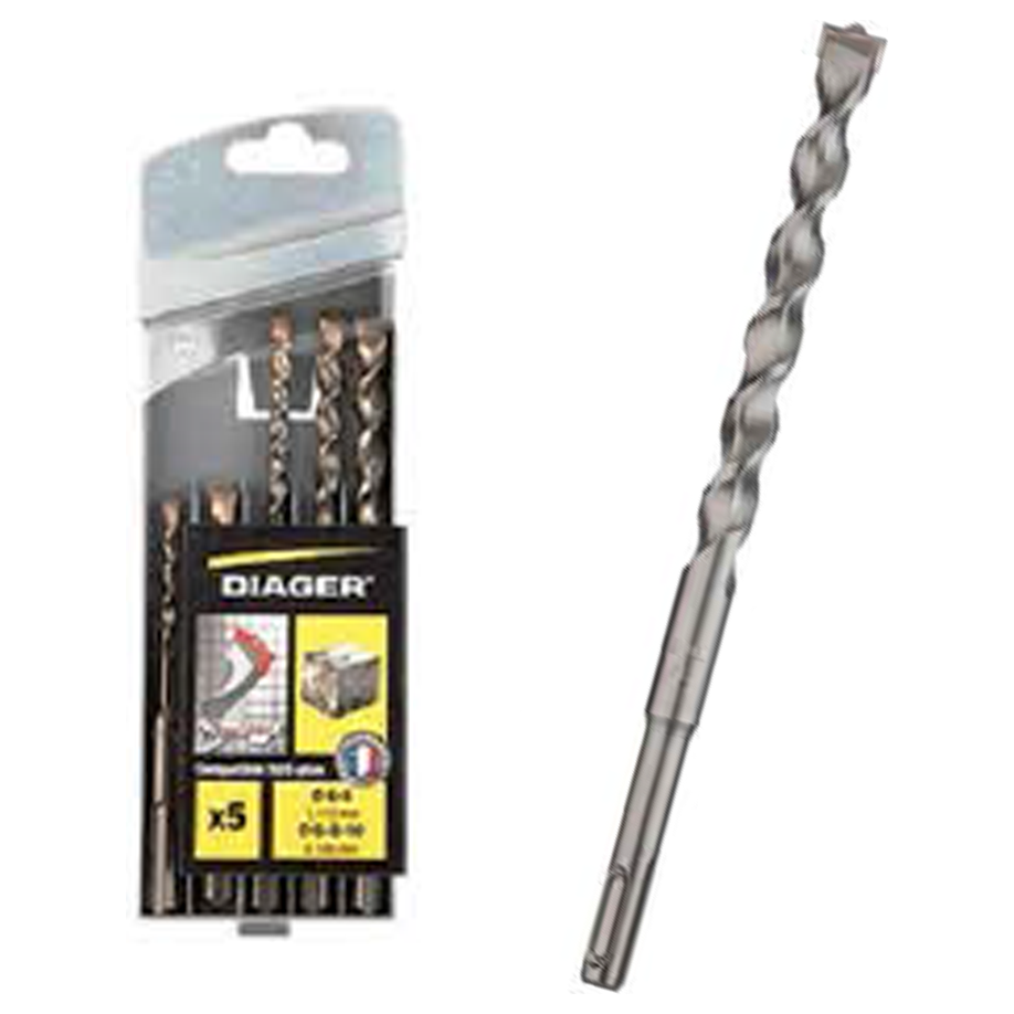 Diager 136C Masonry Twister SDS-Plus Drill Bit Set 5Pcs