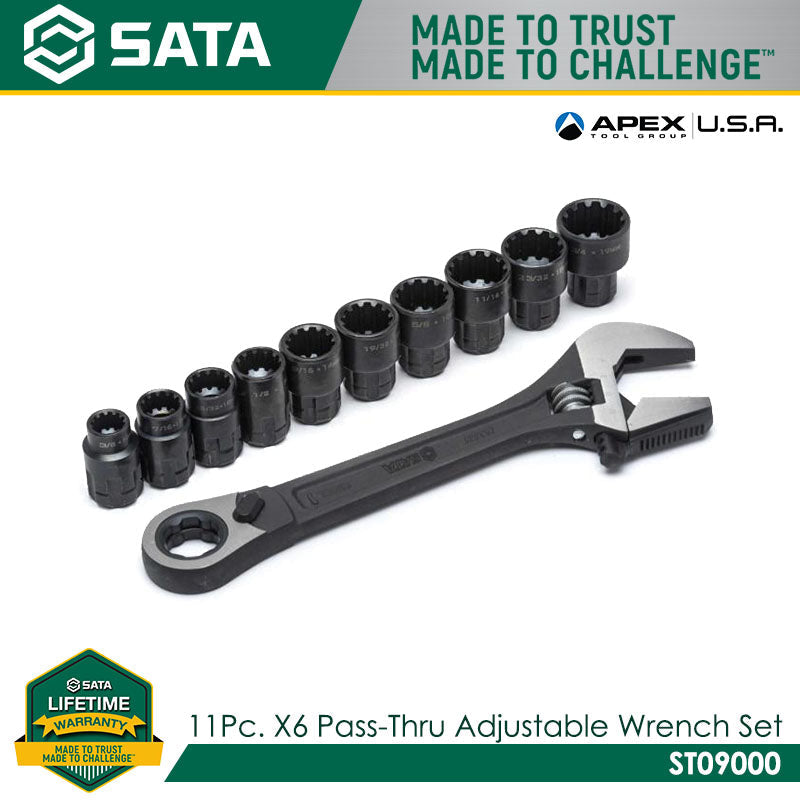 Sata ST09000 11Pc X6 Pass-Thru Adjustable Wrench Set Main image