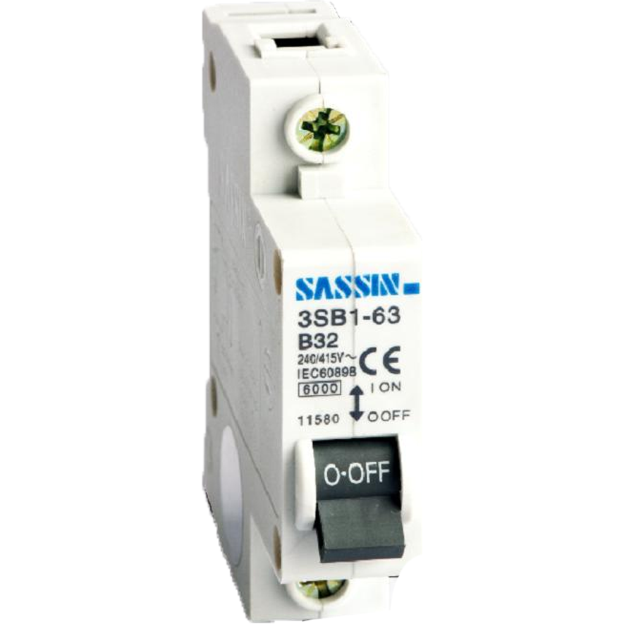 Sassin 1-Pole 10kAIC Miniature Circuit Breaker (MCB) (3SB71-63 Series) | Sassin by KHM Megatools Corp. Main image