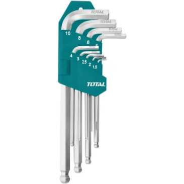 Total THT106292 9pcs Hex Allen Wrench Key - Ball Point End Set Extra Long Arm - KHM Megatools Corp. Main image