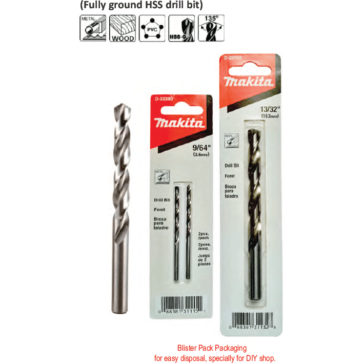 Makita HSS-G Metal Drill Bit (Blister Pack) - KHM Megatools Corp. Main image