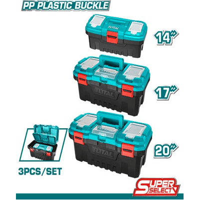 Total TPBXK0031 3 Pcs Plastic Tool Boxes Set - KHM Megatools Corp. Main image