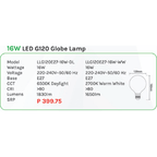 Omni 16W LED G120 Globe Lamp Light - KHM Megatools Corp.